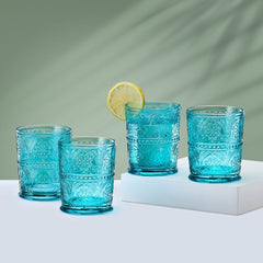 Darbie Angell Wanderlust Teal Set of 4 Double Old Fashioned Glasses