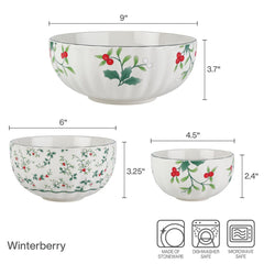 Winterberry® Set of 3 Scalloped Serving Bowls