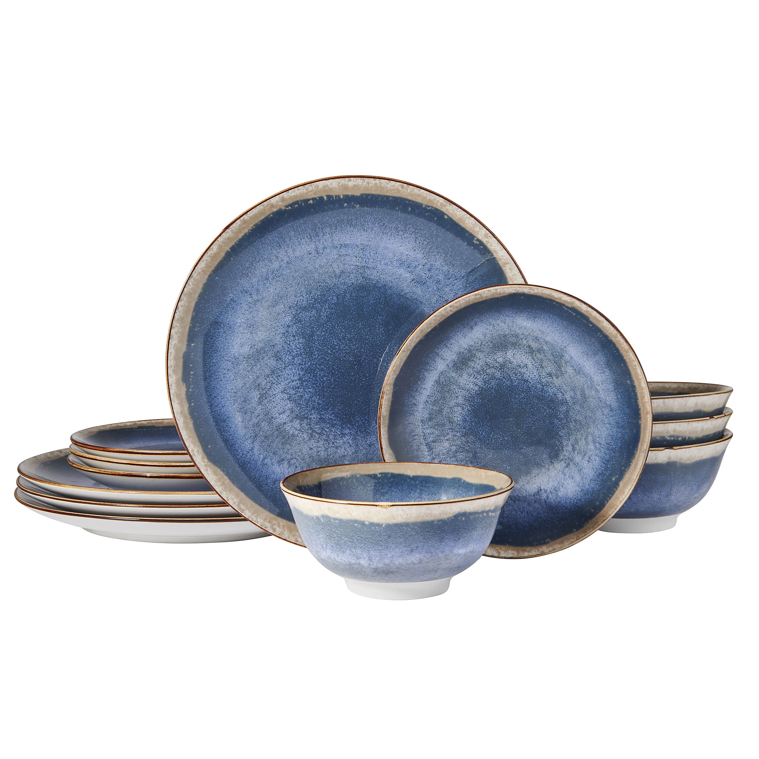 Glimmer Blue 12 Piece Dinnerware Set, Service for 4