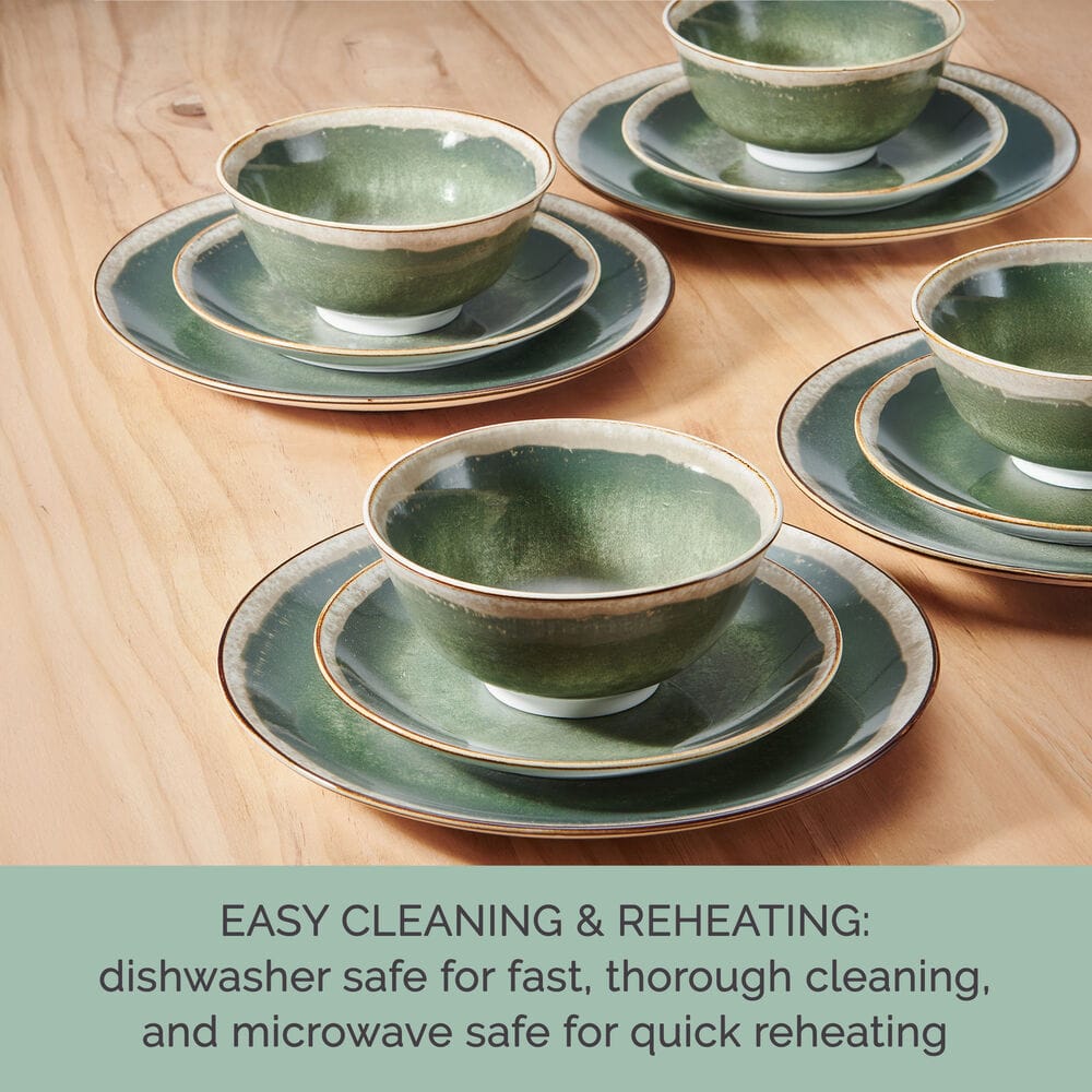 Glimmer Sage 12 Piece Dinnerware Set, Service for 4
