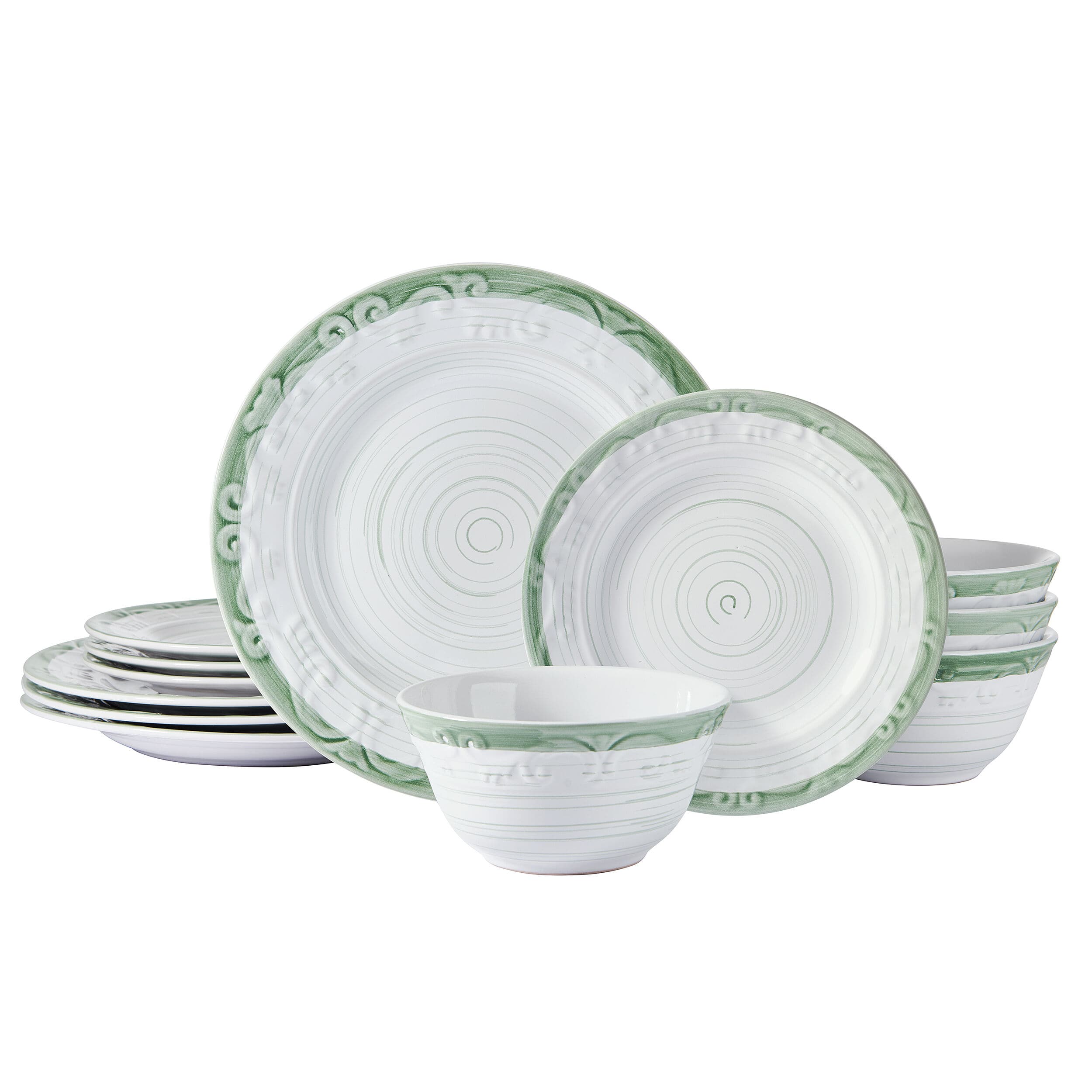 Trellis Sage Accent 12 Piece Dinnerware Set, Service for 4
