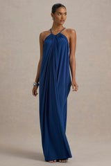 Tammy | Blue Halter-Neck Slip Maxi Dress