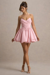 Georgie | Pink Sweetheart Puffball Mini Dress