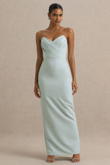 Fierce | Light Blue Asymmetric Ruched Maxi Dress