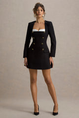 Sammie | Black & White Tailored Long-Sleeve Mini Dress