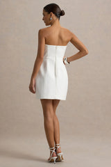 Bobbie | White Embellished Bandeau Mini Dress