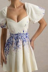 Tapia | Wisteria Print Linen Belted Mini Dress