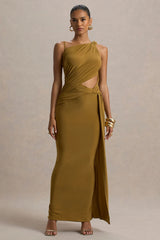 Storm | Camel Asymmetric Maxi Dress With Cut-Out Details
