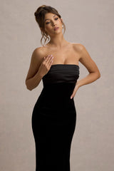 Ambrosi | Black Velvet Bandeau Maxi Dress