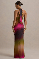 Fiorella | Ombre Print Cowl-Neck Split Maxi Dress