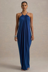 Tammy | Blue Halter-Neck Slip Maxi Dress