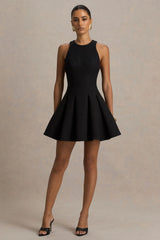 Leilani | Black Round-Neck Mini Skater Dress