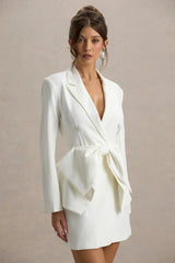 Prized | White Tailored Blazer Mini Dress With Bow