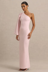 Kellis | Pink Asymmetric Maxi Dress With Balloon Sleeve