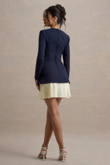 Lysette | Navy Sweetheart Long-Sleeve Stretch Mini Dress