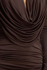 Ciela | Brown Extreme Plunge-Neck Mini Dress