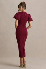 Dakota | Burgundy Puff-Sleeve Midi Dress