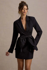 Prized | Black Tailored Blazer Mini Dress With Bow