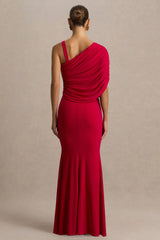 Sylvie | Red Asymmetric-Neck Maxi Dress