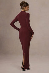 Hespera | Port High-Neck Long-Sleeve Gathered Maxi Dress