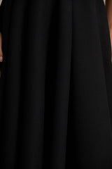 Alessa | Black Plunge-Neck Tailored Midi Dress