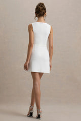 Kalina | White Mini Dress With Bow Detail