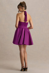 Peggy | Mulberry Halter-Neck Skater Mini Dress
