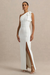 Kiri | White One-Shoulder Bow Maxi Dress