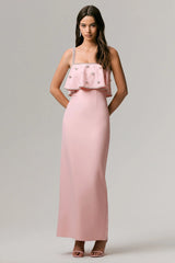 Scarlet | Pale Pink Square-Neck Embellished Maxi Dress