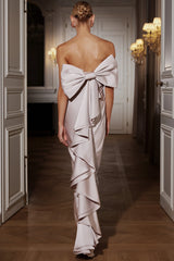 Talulla | Champagne Satin Bandeau Maxi Dress With Ruffled Detail