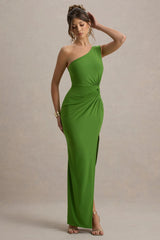 Galene | Green Asymmetric Wrap Maxi Dress