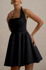 Peggy | Black Halter-Neck Skater Mini Dress
