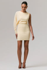 Delia | Pale Lemon One-Sleeve Mini Dress