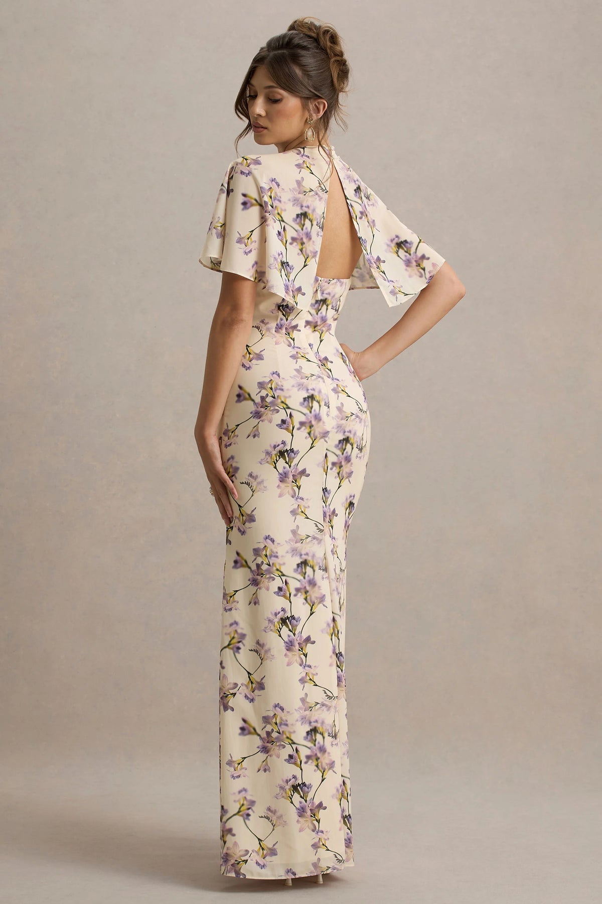 Stila | Lemon Floral Print Plunge-Neck Maxi Dress With High Front Split