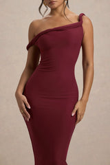 Salome | Berry Twisted Asymmetric Midi Dress