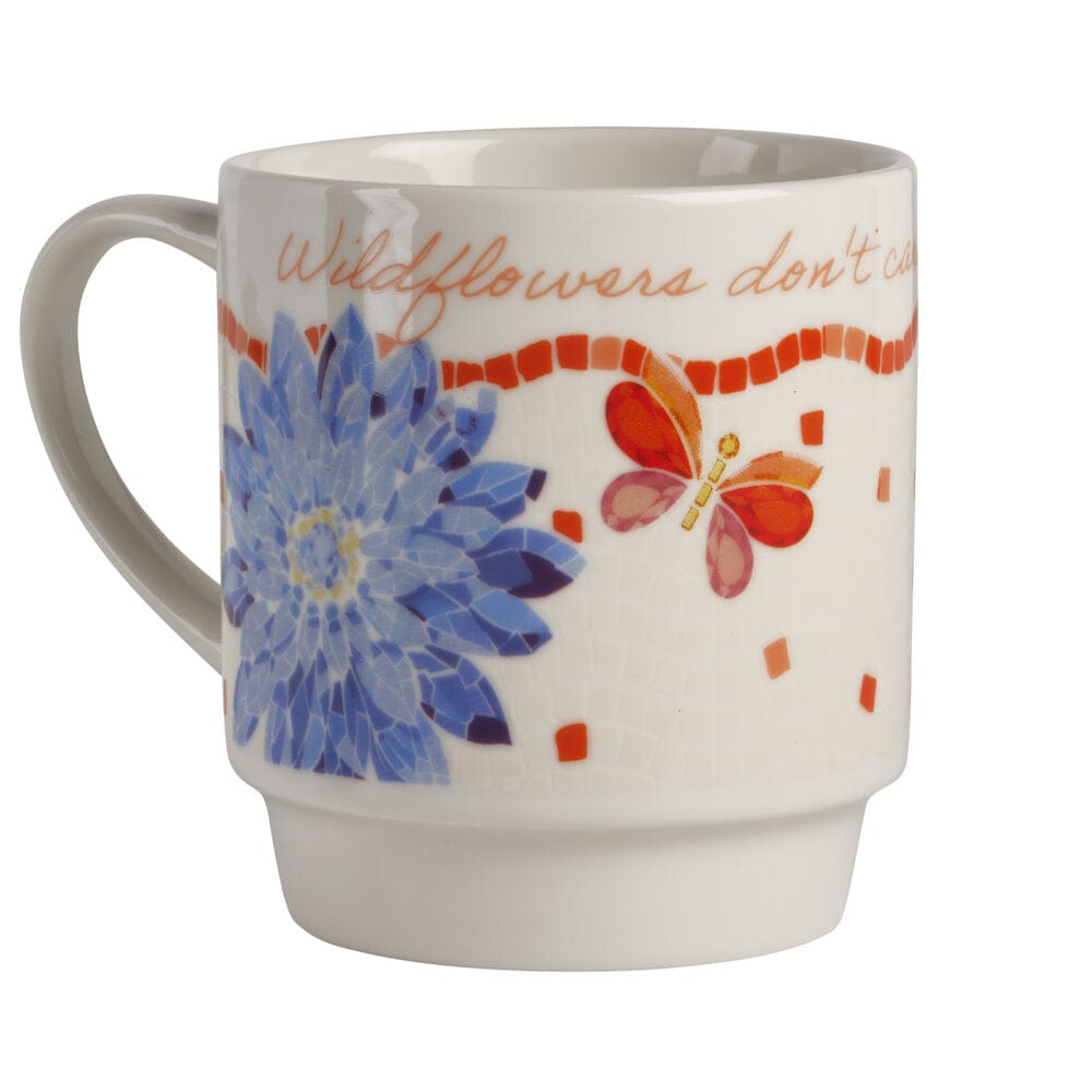 Dolly Parton Mosaic Floral Set of 4 Mugs with Rack