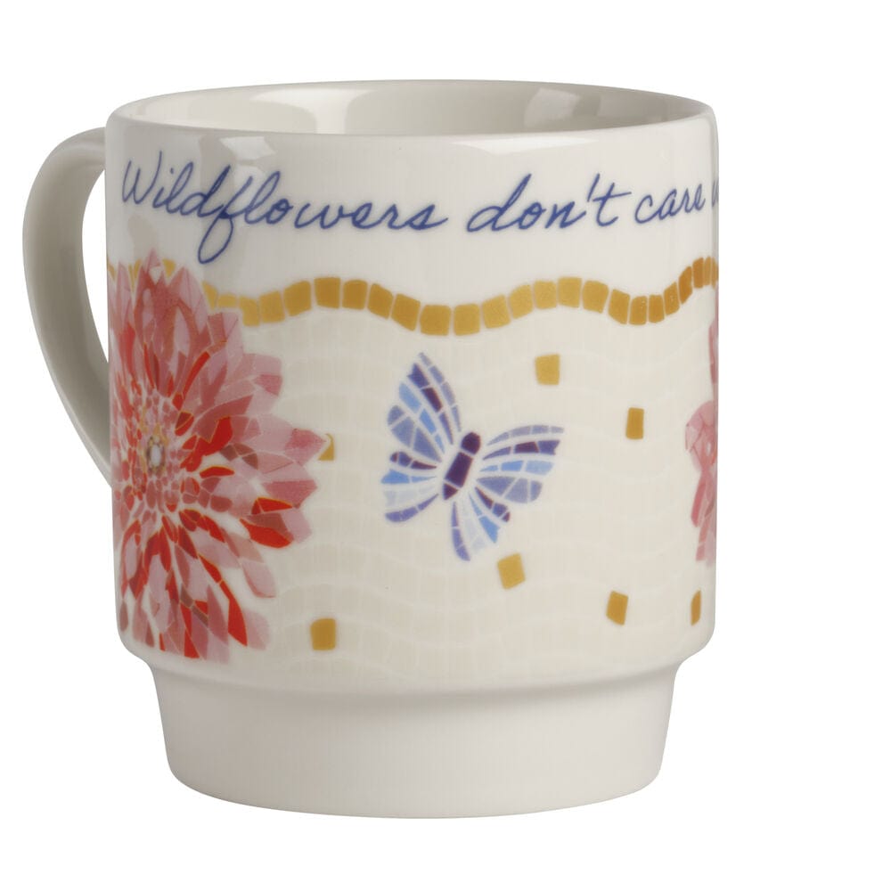 Dolly Parton Mosaic Floral Set of 4 Mugs with Rack