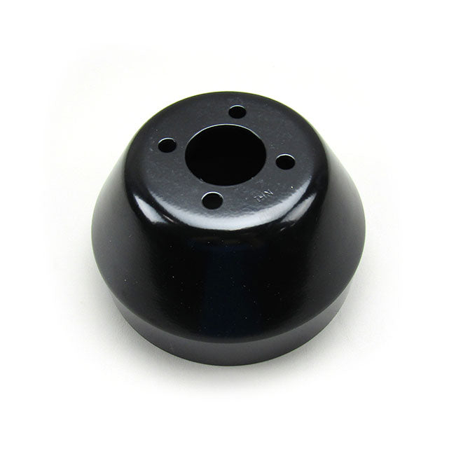 Black pulley for Gates Circulating Pump Malibu M5/M6, with central hole and four smaller mounting holes.