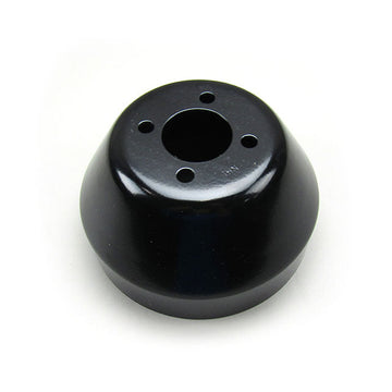 Black pulley for Gates Circulating Pump Malibu M5/M6, with central hole and four smaller mounting holes.