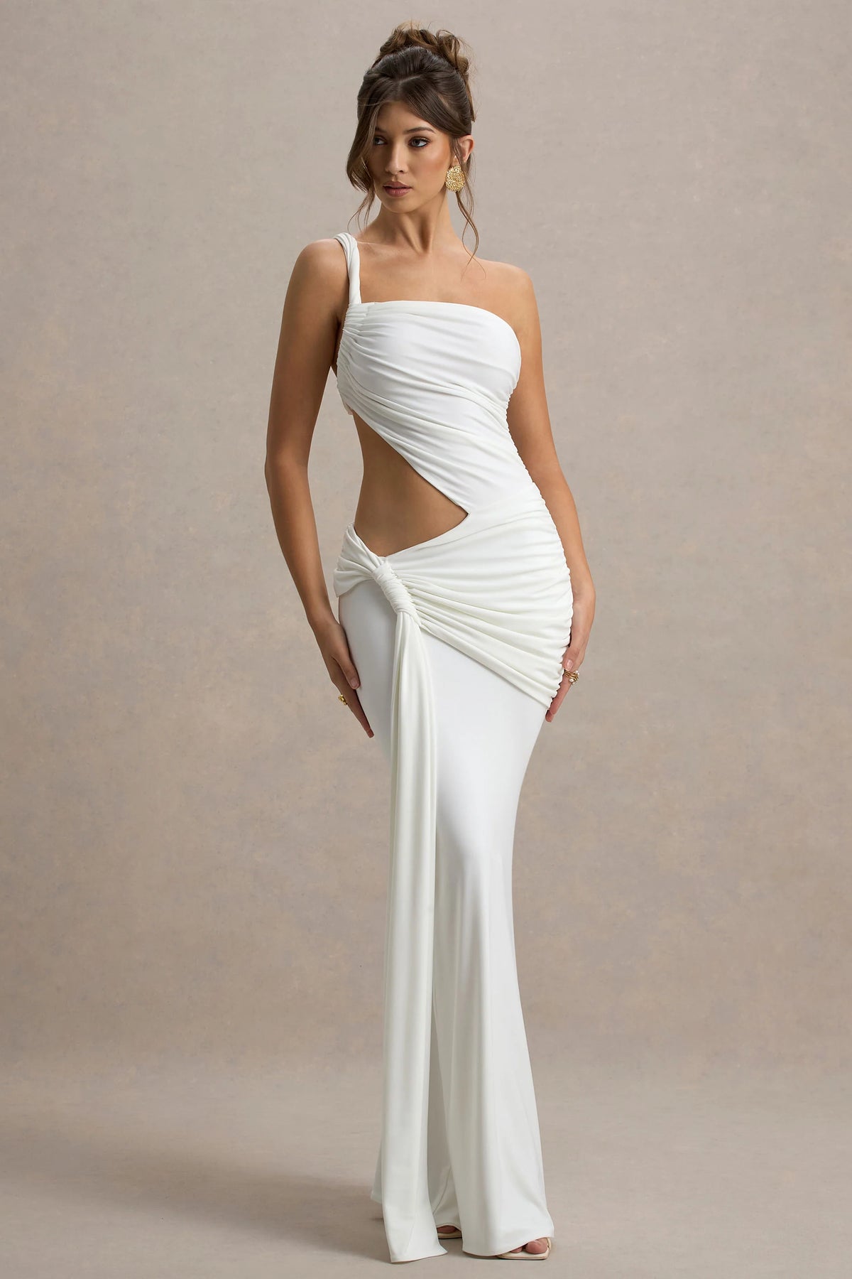 Giovanna | White Asymmetric Maxi Dress With Wrap Skirt