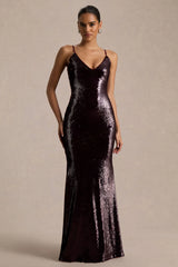 Lenor | Burgundy Plunge-Neck Maxi Dress