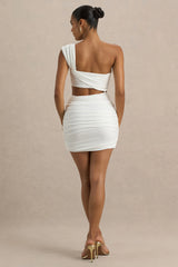 Wilma | White Asymmetric Micro-Mini Dress With Open-Back And Cut-Out Detail