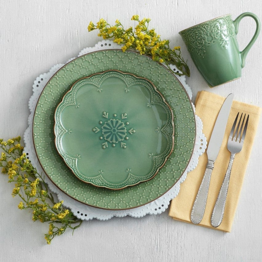 French Lace Set of 4 Green Salad Plates