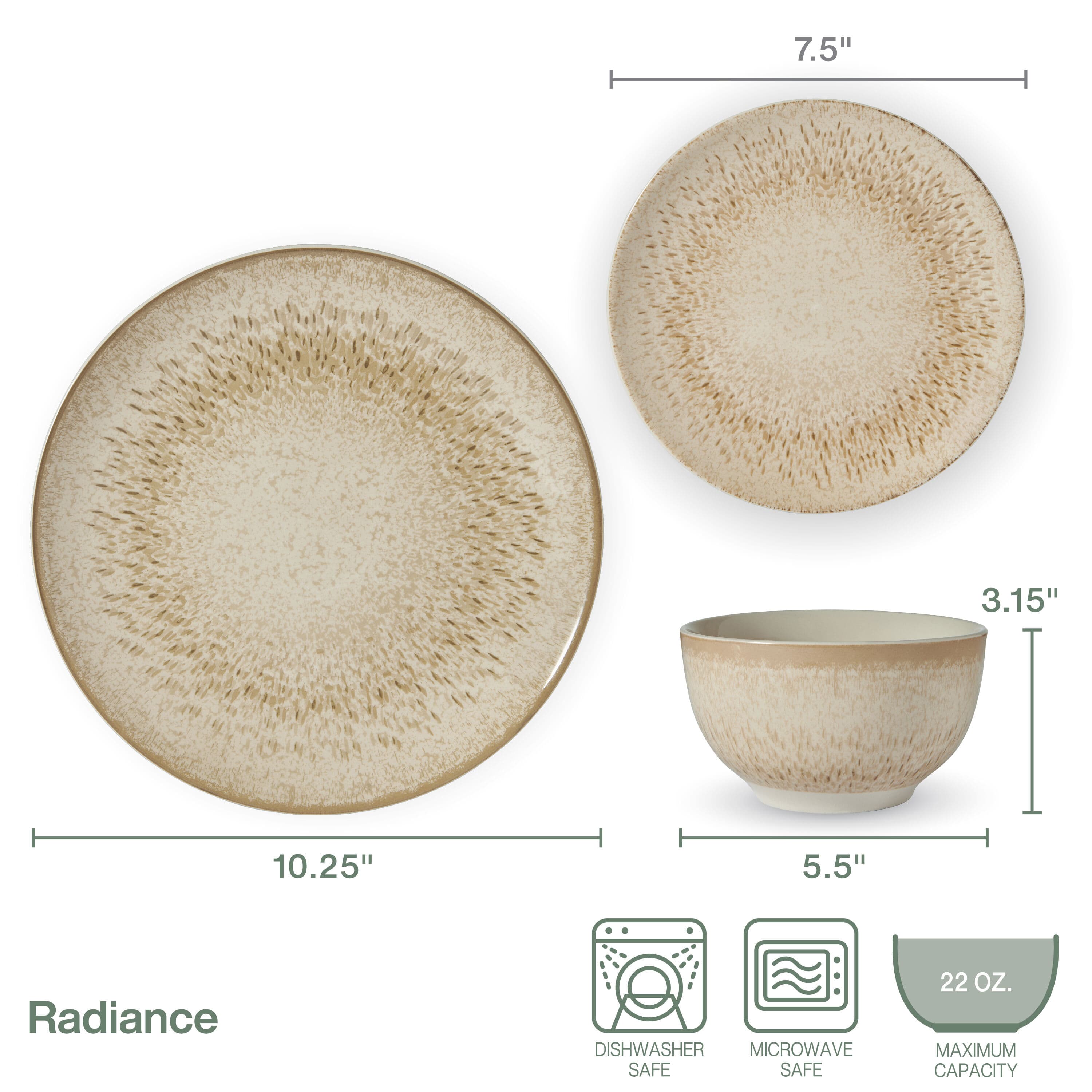 Radiance 12 Piece Dinnerware Set, Service for 4
