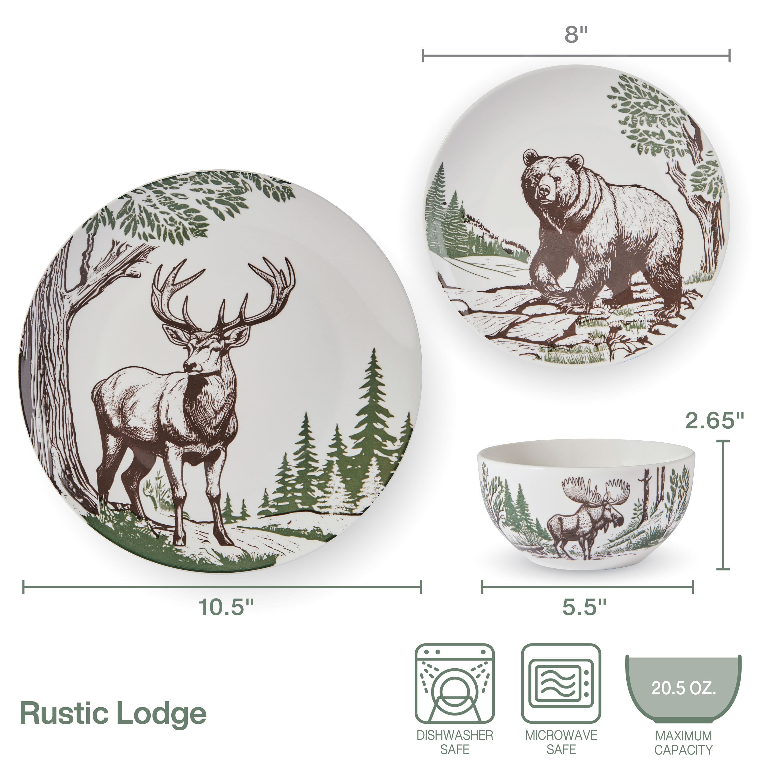 Rustic Lodge 12 Piece Dinnerware Set, Service for 4