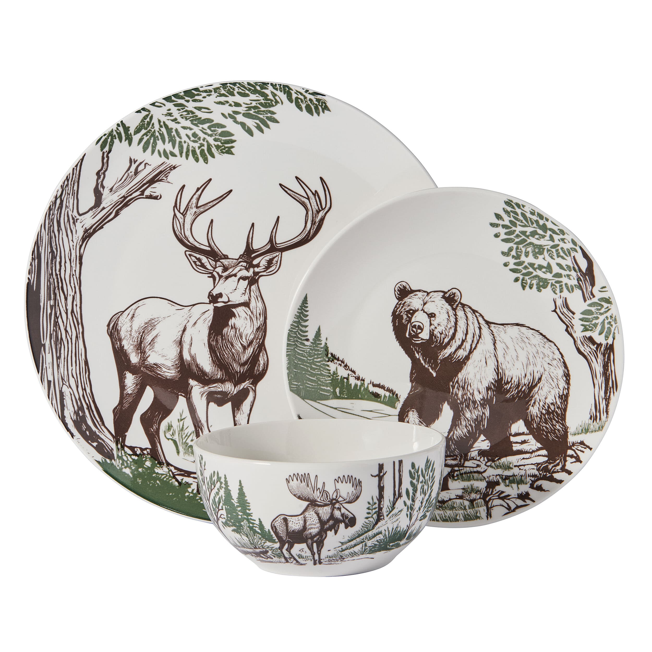 Rustic Lodge 12 Piece Dinnerware Set, Service for 4