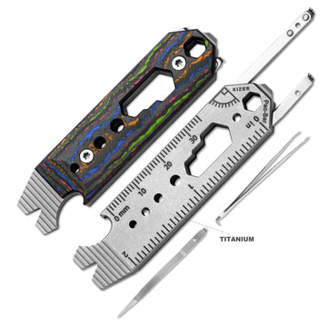 Kizer Titanium & Camo Carbon 80's EDC Multi-Functional Multicolored Tools Pac-Bar