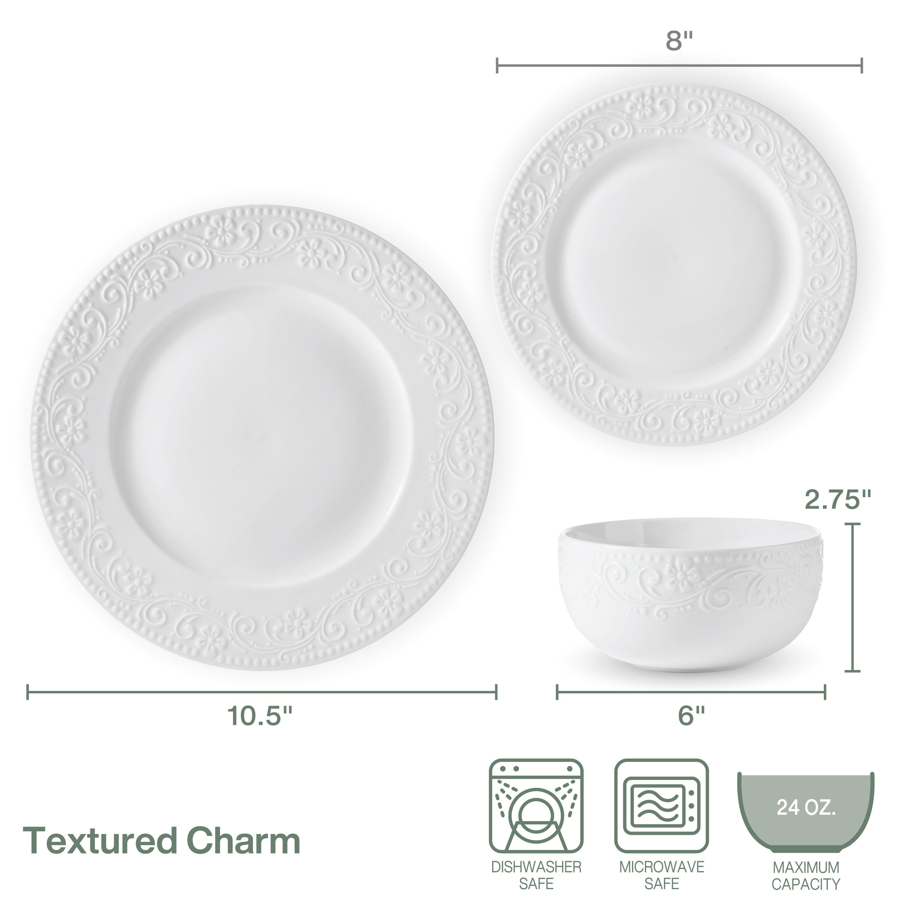 Textured Charm 24 Piece Dinnerware Set, Service for 8