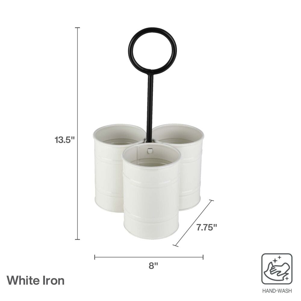 White Flatware Metal Storage Caddy