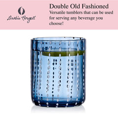 Darbie Angell Dappled Clouds Cobalt Set of 4 Double Old Fashioned Glasses
